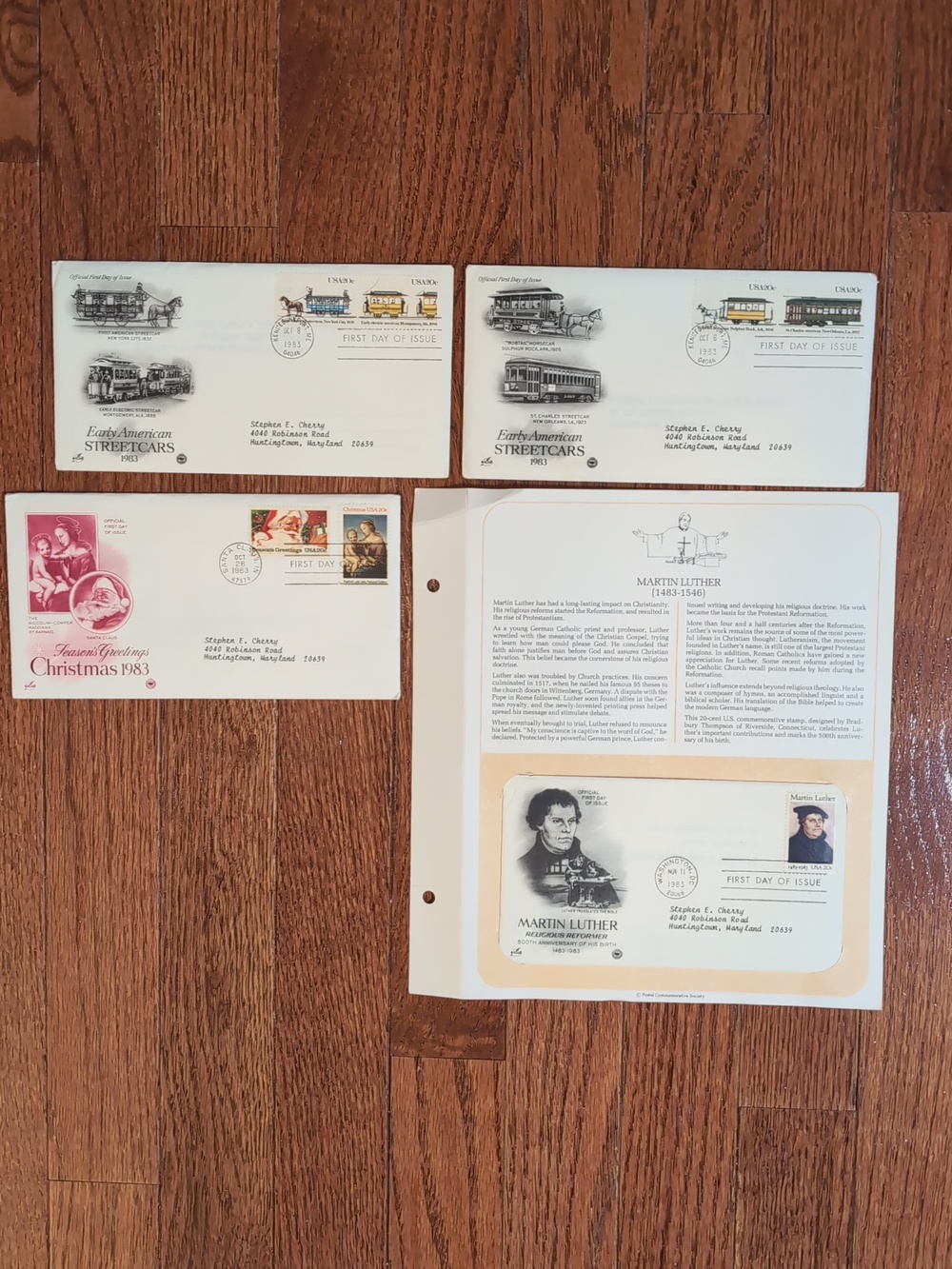 USPS October - November 1983 First Day Cover Stamp Letter + Inserts Album Pages